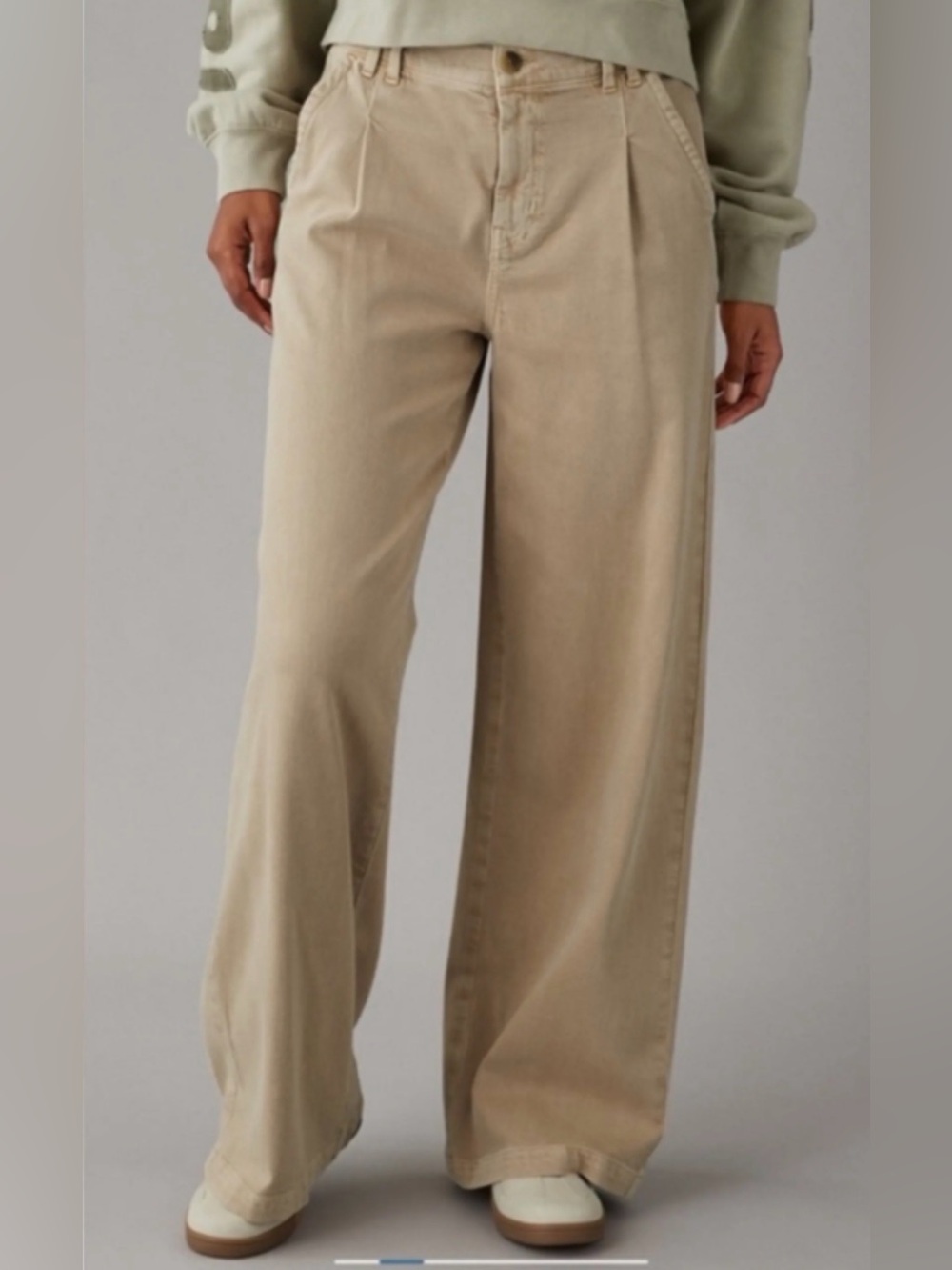 American Eagle stretch high-waist Wide-Leg pants in Tan Sz 000 Regular